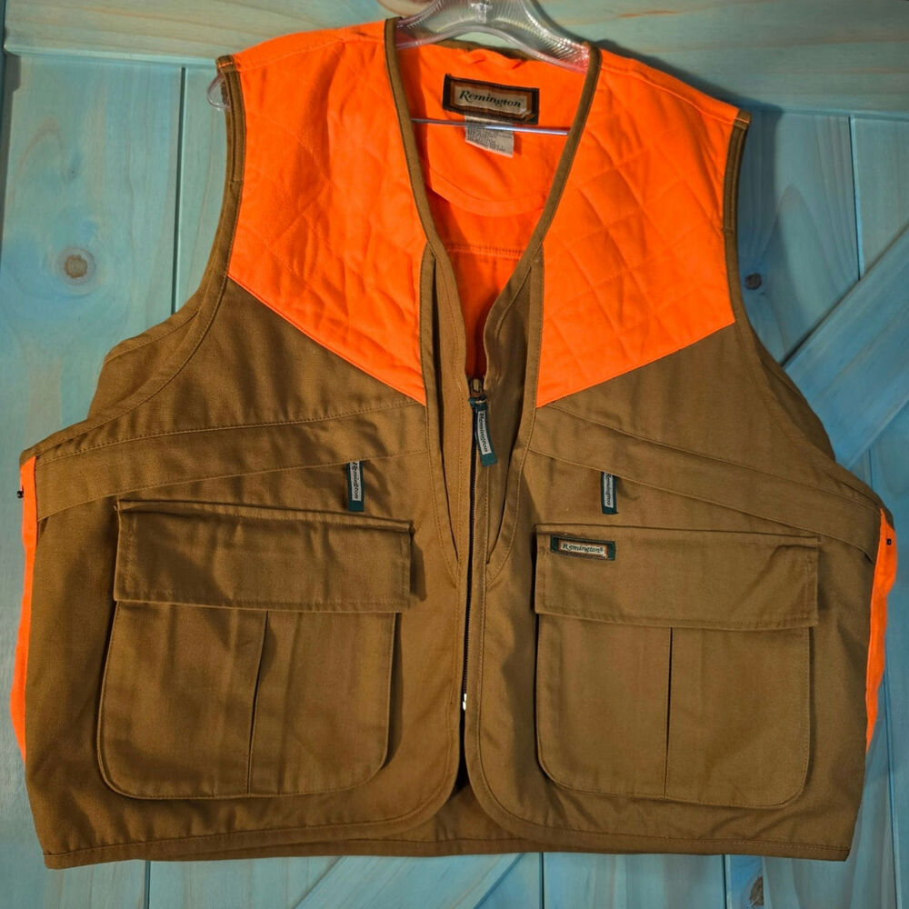 Remington Upland Bird Small Game Hunting Vest Brown & Blaze Orange Large Pockets